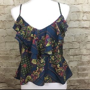 Hy & Dot Paisley and Ruffle Anthro Tank Top Cami